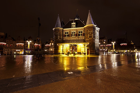 荷兰新马克特的阿姆斯特丹市风景 荷兰纽福马克特 首都 假期背景图片