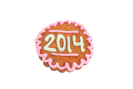孤立在白色上的2014年自制饼干 烘烤 冬天传统高清图片素材