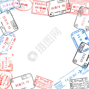 使用护照签证印章的框架穿越高清图片素材