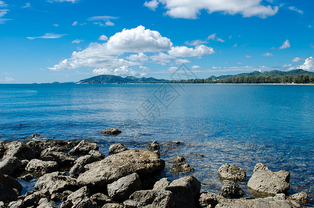泰国华欣海滩 美丽的 蓝色的 天空 美丽 海岸背景图片