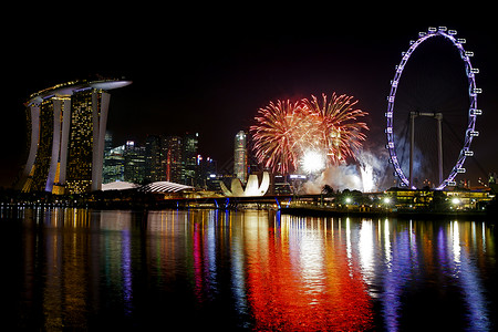 新加坡烟花 假期 节日 海滨 念日 新年背景图片