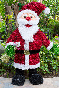 圣诞老人雕像 绿色的 热带 树 微笑 胡须背景图片