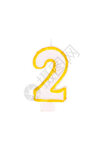 2周年店庆蜡烛形式为两个数字 白色的 周年纪念日 黄色的 假期背景