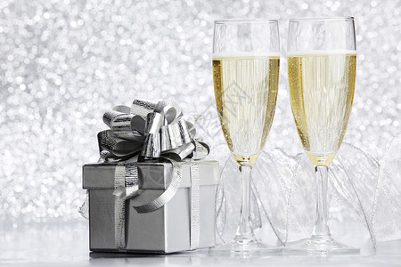 圣诞卡 玻璃 盒子 礼物 前夕 金的 庆祝 酒精背景图片