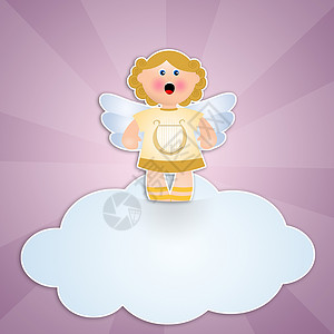 云上天使 圣诞节 卡通片 快活的 天堂 插图 十二月背景图片