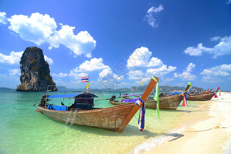 水热带泰国Krabi的Kho Poda 甲米 海滩度假背景