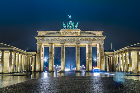 德国柏林勃兰登堡门 车 历史性 路 城市 柱子 老的背景