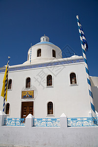 教会教堂 岛 冲天炉 欧洲 宗教 假期 伊亚背景图片