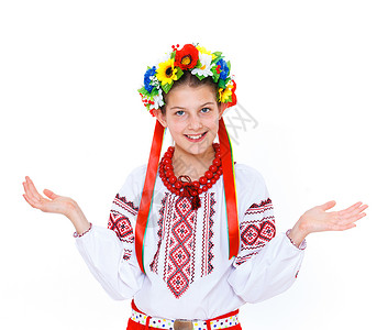 女孩穿乌克兰国服的乌克兰国民服装 女性 时尚民俗学高清图片素材