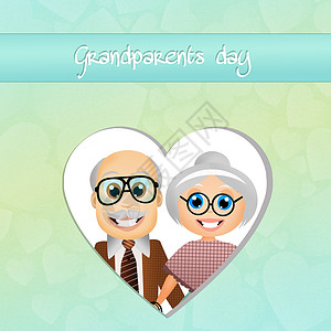 祖父母日 亲子关系 老的 祖母 祖父母节 有创造力的 幸福 卡通片背景图片