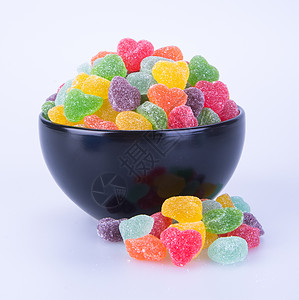 糖果 背景上碗里的果冻糖果 果冻糖果 团体图片
