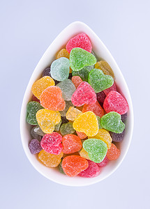 糖果 背景上碗里的果冻糖果 果冻糖果 水果图片