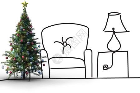 圣诞节树的复合图像 公寓 住所 小玩意儿 客厅 礼物 风流背景图片