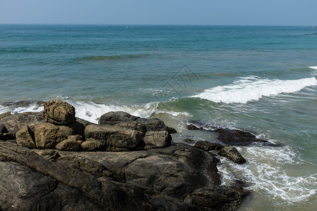 印度洋海滨 斯里兰卡 棕榈 天空 蓝色的 风景 海岸 美丽的背景图片