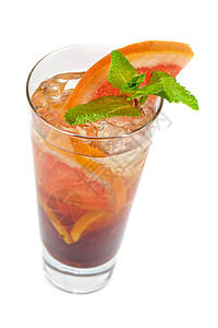 新鲜冷茶 草本植物 叶子 水 果汁 非酒精性 玻璃 喝 食物背景图片