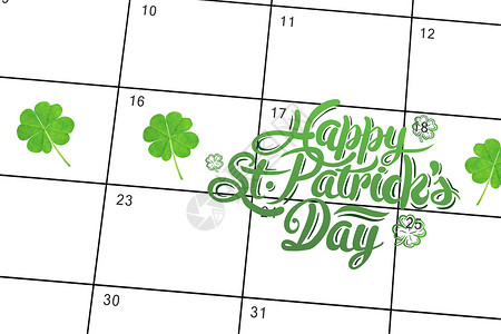 四叶三叶的复合图像 日历 运气 爱尔兰 圣帕特里克 庆典背景图片