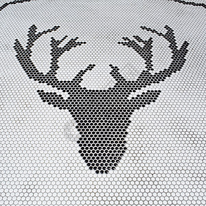 鹿头图案鹿头抽象 用脱离白种背景的瓷砖背景