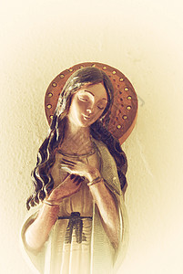 圣母玛丽陶瓷图 神圣 处女 数字 天主教的 宗教的 神圣的背景图片