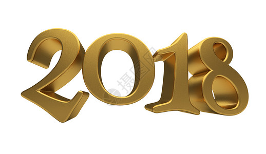 2018年黄金字母数孤立 金子 数字符号 即将到来的一年 元旦背景图片