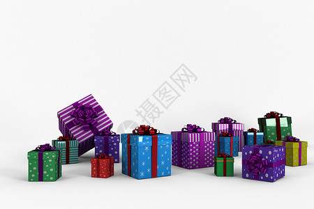 许多彩色的圣诞节礼物箱背景图片