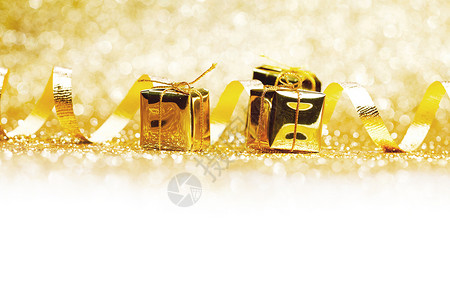 金金礼物 弓 盒子 卡片 生日 卷曲 庆典 丝带背景图片