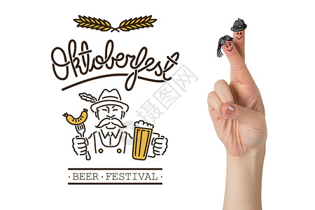 霍托贝利聚会字符手指的复合图像 啤酒节 划线 融合关键词背景图片