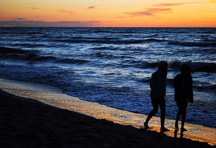 波罗的海 假期 黎明 海滩 深的 海的 太阳背景图片