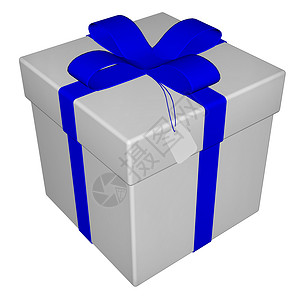 赠品 - 3D 假期 插图 季节性的 盒子 蓝色的 生日背景图片