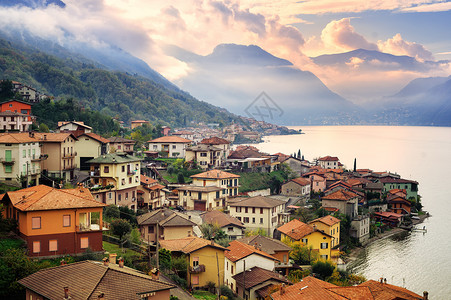 意大利米兰科莫湖之景高清图片