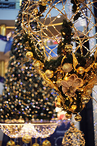 圣诞节装饰 云杉 装饰风格 假期 树 装饰品 新年背景图片