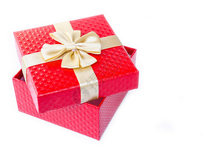 带彩色丝带的红色礼物盒背景图片