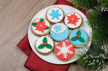 圣诞饼干 营养地 纤巧 庆祝的 雪花 吃 圣诞舞会 午餐背景图片