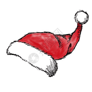 圣诞帽 雪 圣诞老人 冬天 问候语 快乐的 矢量手绘 白色的 节日背景图片