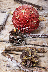 圣诞节装饰 手工制作的 喜庆的 季节性的 圣诞饰品 弓 木制的背景图片