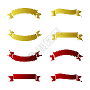 彩带标签一组彩带红色黄色 剪贴画 插图 庆典 图表背景