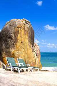 清晨在海滩上观望Samui岛 风景 自然 金沙滩背景图片