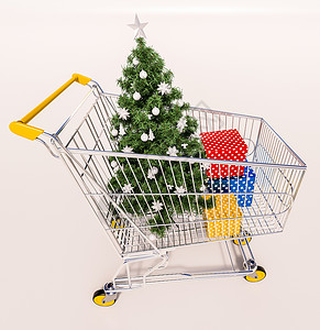 家庭圣诞购物会 购物中心 购物手推车 零售购物 新年快乐 惊喜背景图片