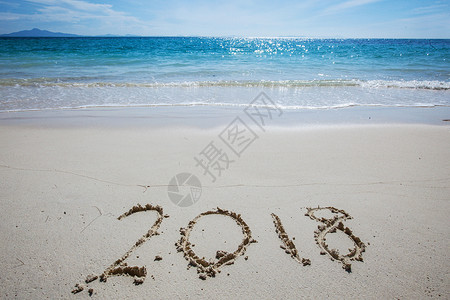 2018年在海滩上的新一年 海洋 前夕 海浪 庆典背景图片