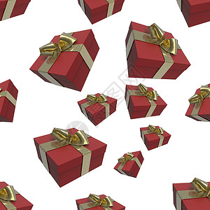 彩色和条纹红箱 有礼品 在白色背景上绑弓 3d 显示无缝图案背景 纸板 快乐的背景图片