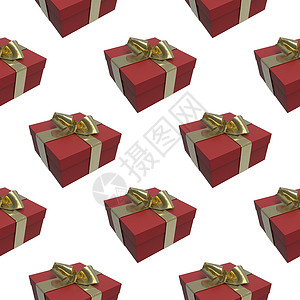 彩色和条纹红箱 有礼品 在白色背景上绑弓 3d 显示无缝图案背景 纸板 盒子背景图片