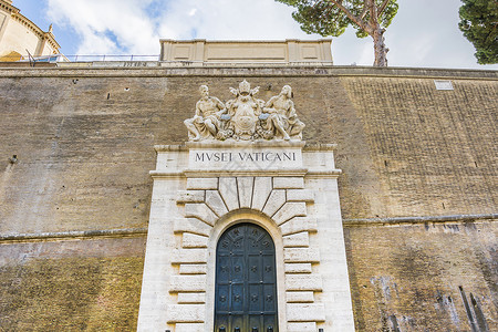 梵蒂冈博物馆 教廷 文化 入口 街道 雕像 罗马 盘子背景图片