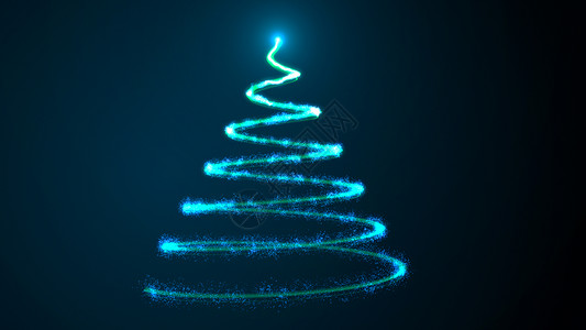 插画圣诞节闪亮的圣诞树与粒子 数码插画 火花 金子背景