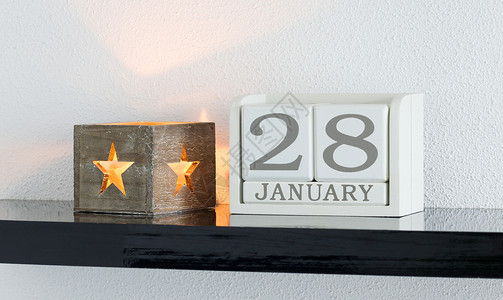 白区块日历目前日期 1月28日和1月背景图片