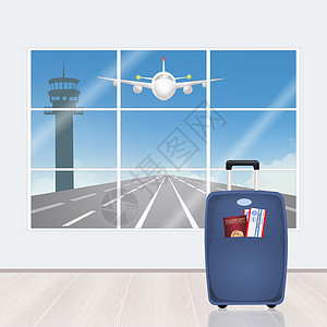 携带护照和机票的行李箱背景图片