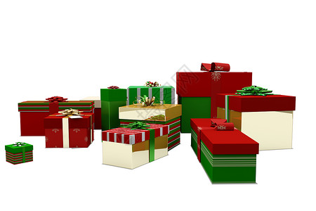绿色红绿金圣诞礼物 金子 成 庆典背景图片