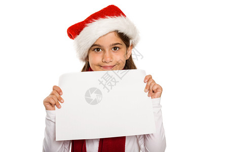 展示卡片的节日小姑娘 女孩 风流 圣诞帽 圣诞节的时候背景图片