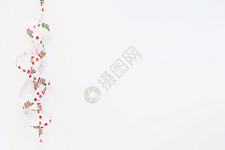 带圣诞图案的丝带-北欧几何雪花 放置文本 平躺 顶视图 北欧的 庆典背景图片
