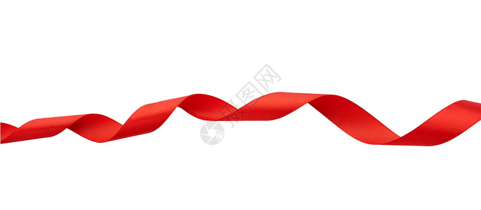 扭曲的丝绸红丝带隔离在白色背景图片