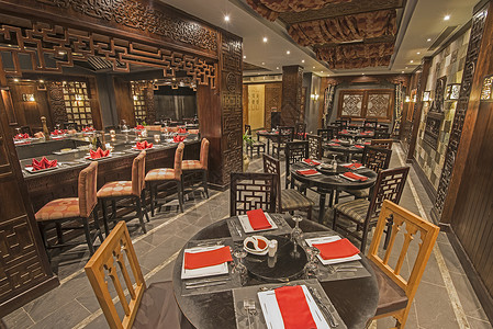 亚洲豪华酒店亚洲餐馆的内地 饭厅 建筑 铁板烧餐厅家具高清图片素材