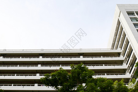 建筑物 学校建筑 白楼风景 下面 背景图片